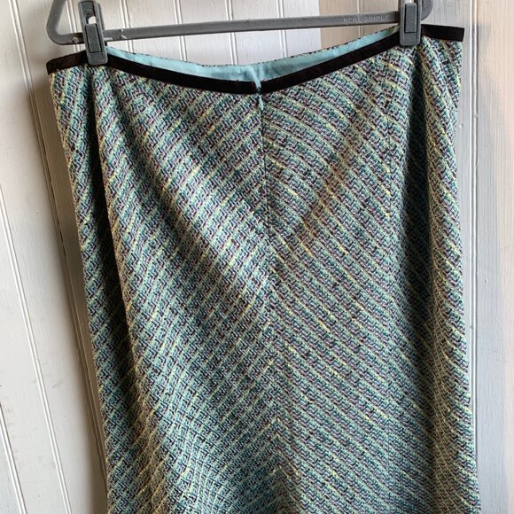 Tapemeasure Vintage Y2K Blue PInk Tweed Pastel Skirt Bow Detail Slit w Slip - 18 - Picture 6 of 16